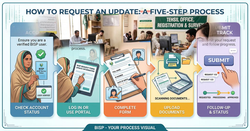 Step by step process to update NSER record through the BISP dynamic survey