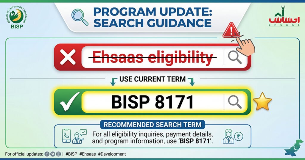 Is Ehsaas still active in 2026 — checking BISP Kafalat 2026 status on the 8171 web portal